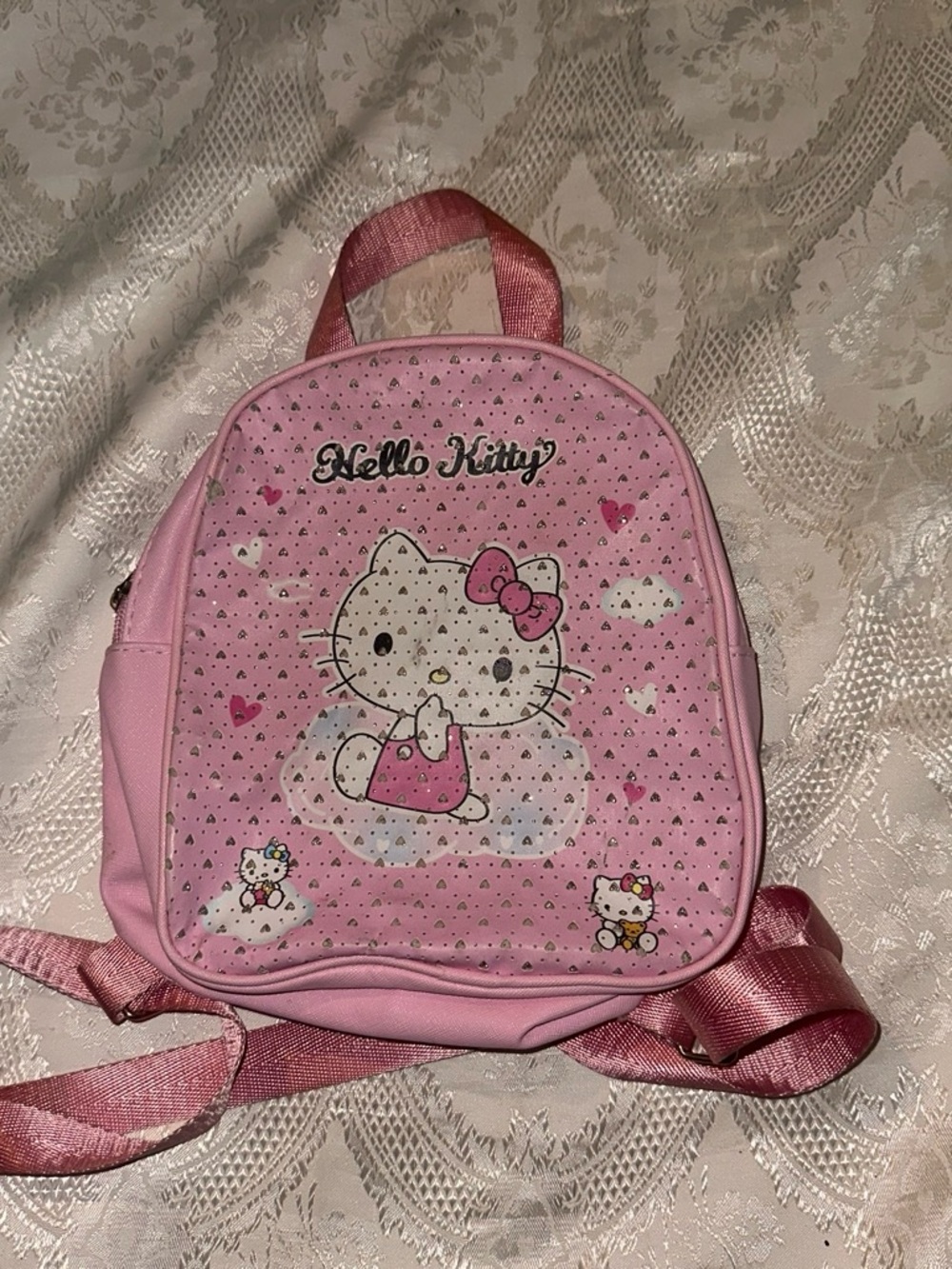 Sanrio Hello Kitty Pink Kids Backpack with Heart Accents